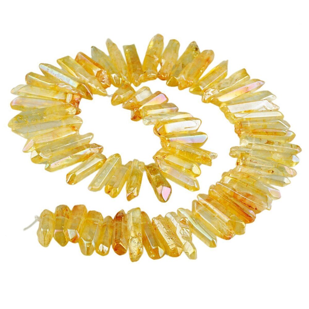 3820 Natural Rock Crystal Quartz Points for Jewelry Making, Titanium Coated